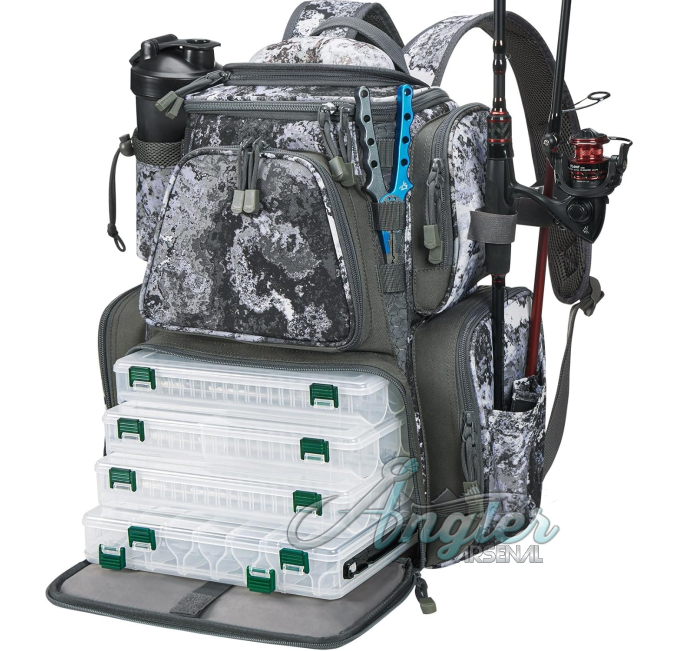 Piscifun Fishing Tackle Backpack with Rain Cover and 4 Trays Angler Arsenal