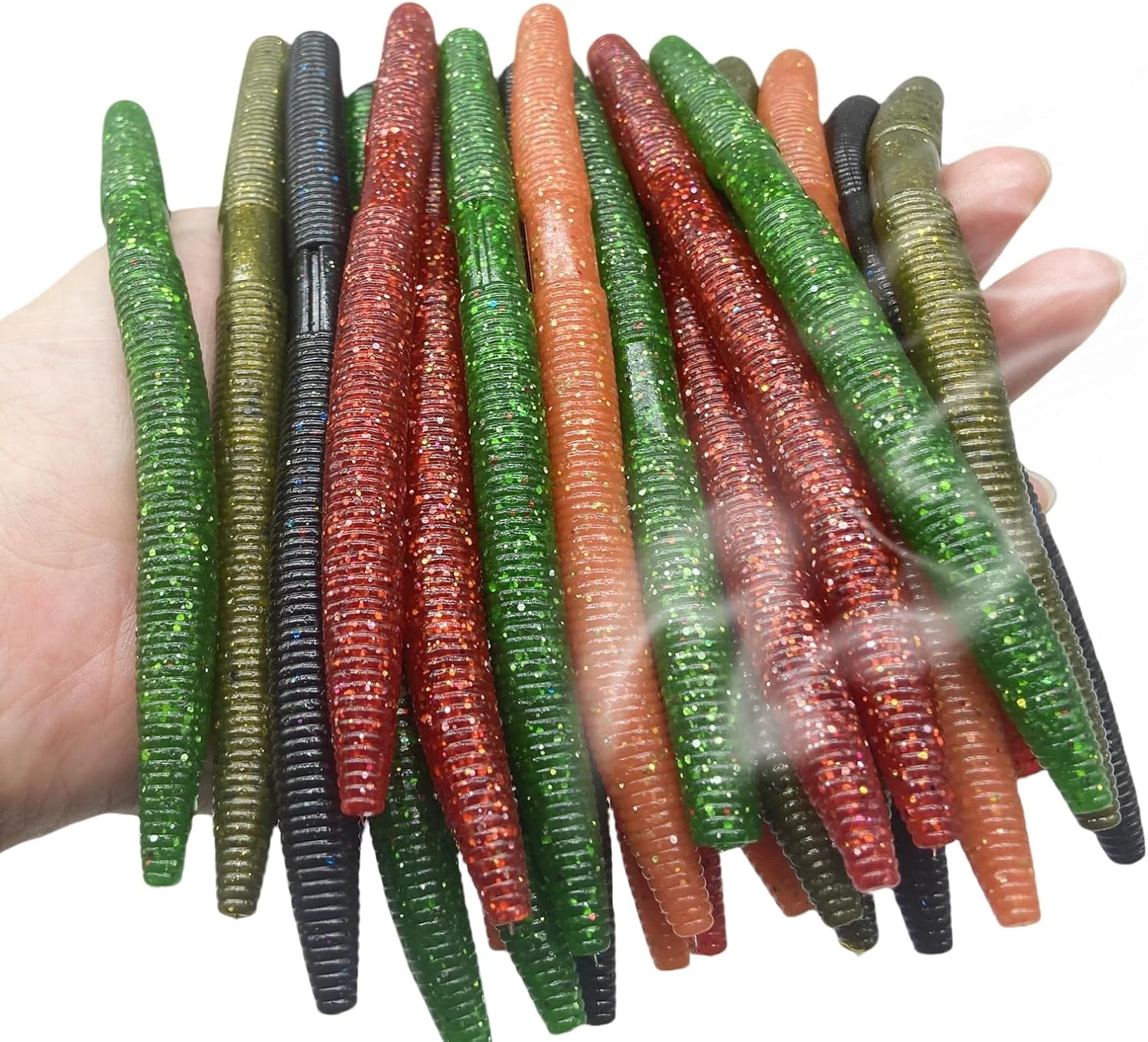 DAMIDEL 30PCS Wacky Worms Soft Fishing Lures Angler Arsenal Kit