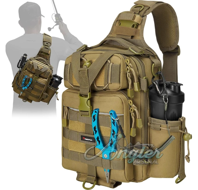 Piscifun Fishing Tackle Bag with Rod Holder and Gear Storage Angler Arsenal