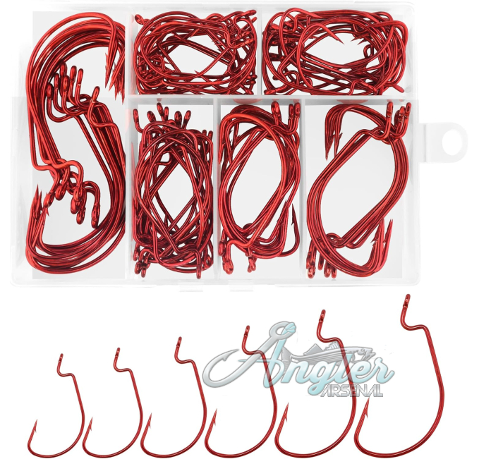 Eagle Claw 110Pcs Red Bass Hooks Freshwater Fishing Angler Arsenal