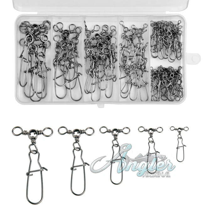 3 Way Snap Swivels 60 Pack Stainless Steel Fishing Tackle Angler Arsenal
