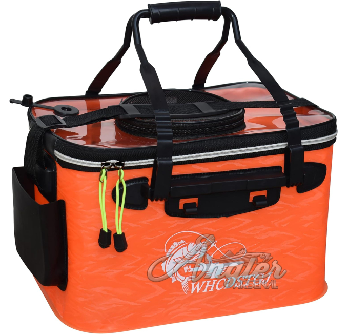 Transparent Lid Fishing Bucket Angler Arsenal Live Bait Bag