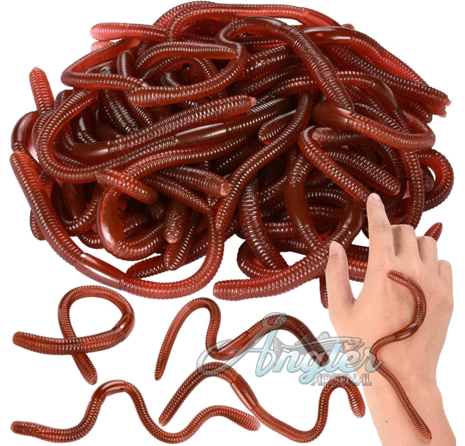 HLARTNET 50 Pcs Fake Earthworm Angler Arsenal 7 Inch Rubber Worms