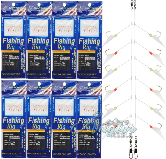 Fishing Rigs and Lures by Angler Arsenal 8-Pack Luminous Glow-in-Dark