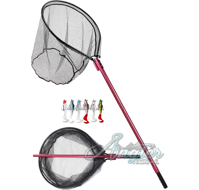 Facikono Large Fishing Net with Angler Arsenal Telescoping Handle