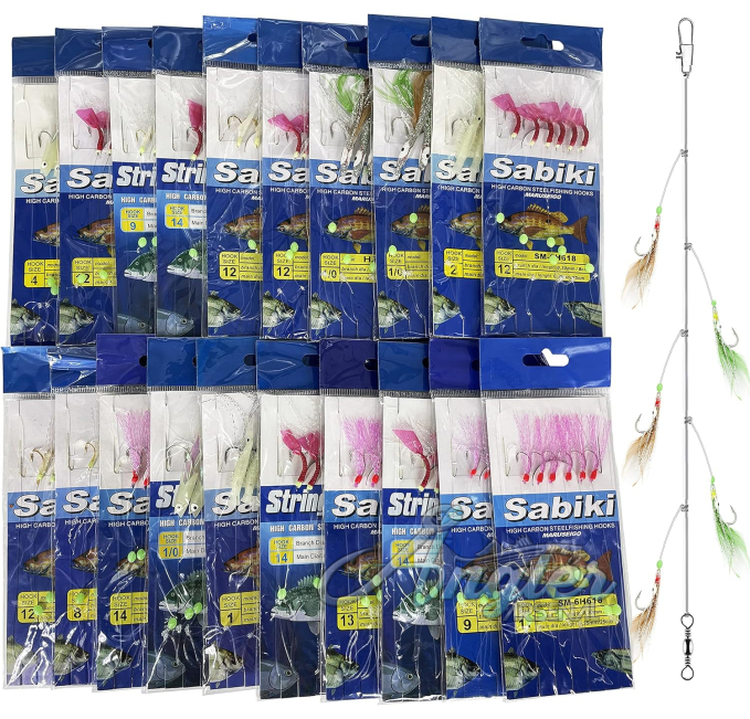 Luminous Sabiki Rigs with Sharp Hooks Angler Arsenal 20 Pack