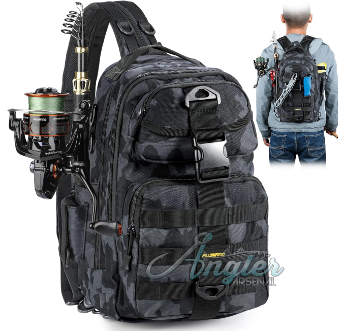 PLUSINNO Fishing Backpack Tackle Bag Water Resistant Angler Arsenal