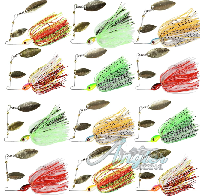 Spinnerbait Fishing Lures Kit by Angler Arsenal for All Water Types