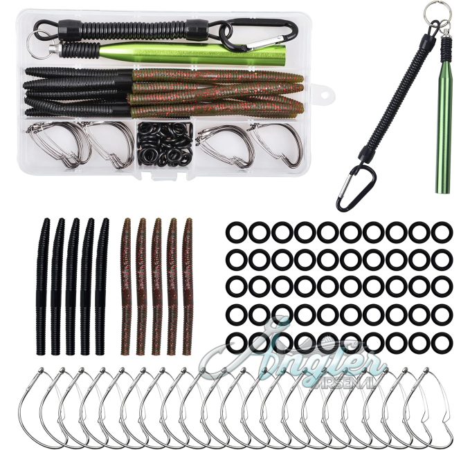 Wacky Rig Worm Hooks Fishing Tool Kit 81PCS for Bass Angler Arsenal