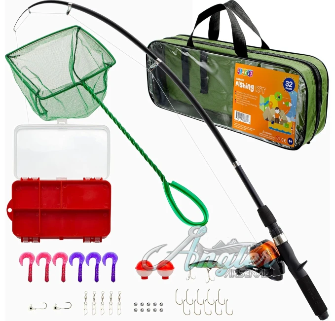 Play22 Kids Fishing Rod and Tackle Box Combo Angler Arsenal
