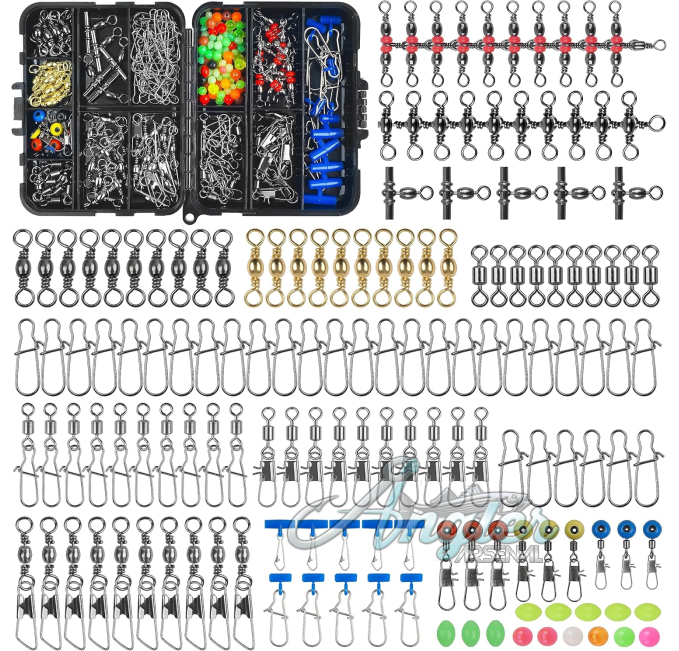 SILANON Fishing Tackle Kit 174pcs Swivels Snaps for Angler Arsenal