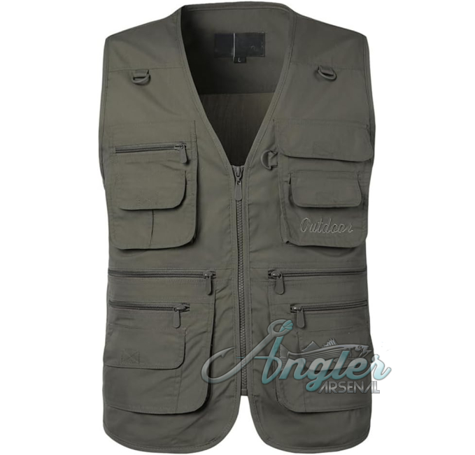 PASOK Men's Lightweight Fishing Vest Multi Pocket Angler Arsenal