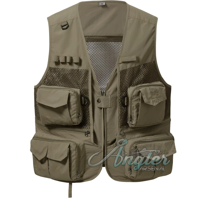 BASSDASH Utility Fishing Cargo Vest Multi Pocket Mesh Back Angler Arsenal