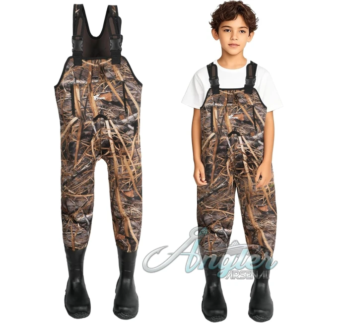 8 Fans Kids Fishing Waders by Angler Arsenal Lightweight Chest Waders