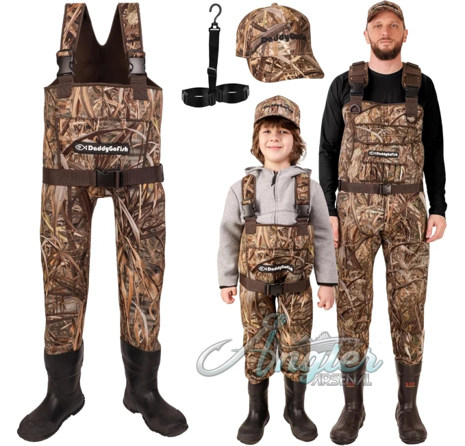 DaddyGoFish Fishing Waders for Kids Angler Arsenal with BootFoot